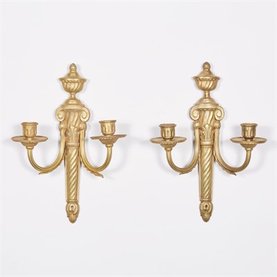 Lot 411 - Pair of Louis XVI Style Gilt-Metal Two-Light...