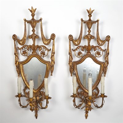 Lot 433 - Pair of Louis XVI Style Gold Painted Wood and...