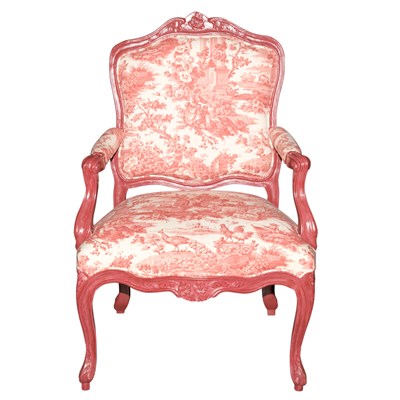 Lot 288 - Louis XV Style Red Painted Fauteuil