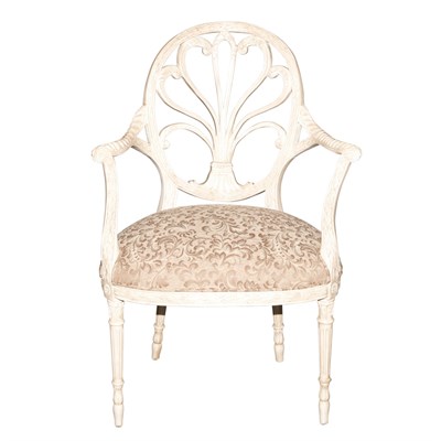 Lot 259 - Louis XVI Style Cream Painted Fauteuil