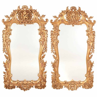 Lot 286 - Pair of Louis XV Style Giltwood Mirrors The...