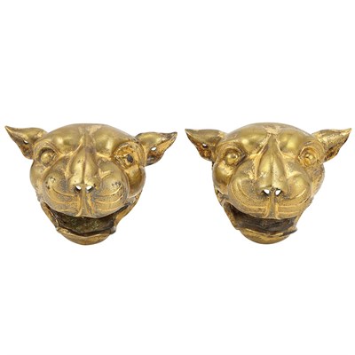 Lot 194 - Pair of Continental Gilt-Bronze Panther Heads...