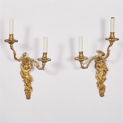 Lot 402 - Pair of Rococo Style Gilt Bronze Figural...