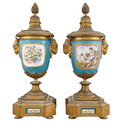 Lot 626 - Pair of Sevres Style Gilt-Metal Mounted...