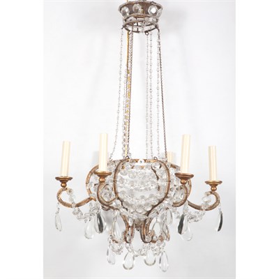 Lot 492 - Louis XVI Style Beaded Glass Six-Light...