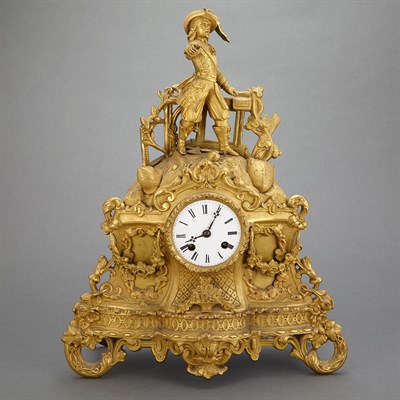 Lot 528 - French Gilt-Bronze Figural Mantel Clock 19th...