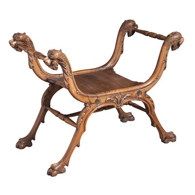 Lot 241 - Continental Provincial Style Walnut Curule...