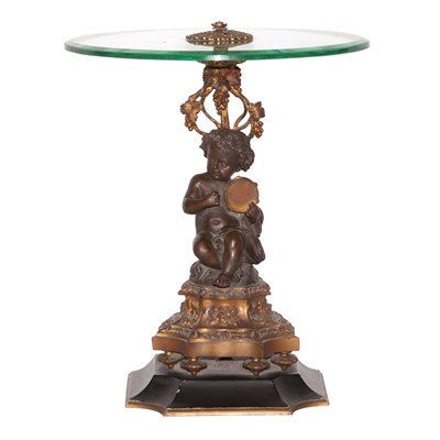 Lot 279 - Glass Top Gilt-Metal Putti-Form Table Height...