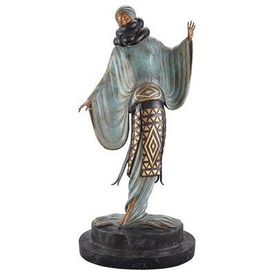 Lot 592 - Art Deco Style Cold Painted Bronze Figure An...