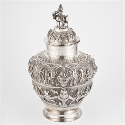 Lot 367 - Southeast Asian Silver Covered Urn Height 18...
