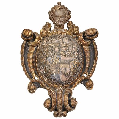 Lot 169 - Continental Baroque Painted and Parcel Gilt...