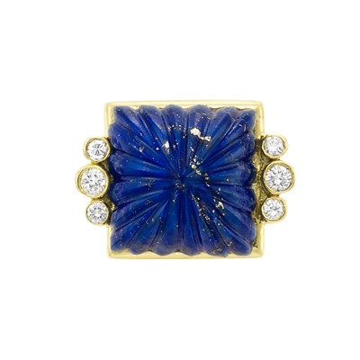 Lot 3019 - Gold, Lapis and Diamond Ring