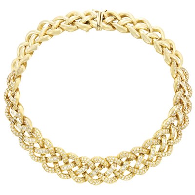 Lot 3196 - Gold and Diamond Necklace
