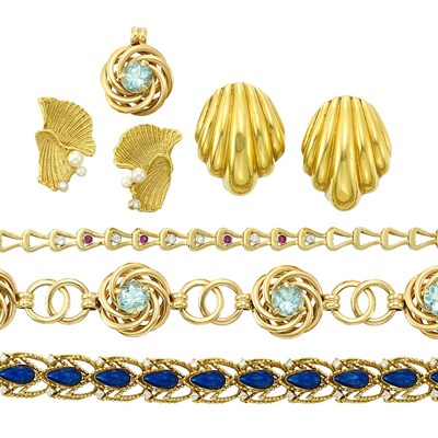 Lot 1394 - Group of Gold Jewelry
