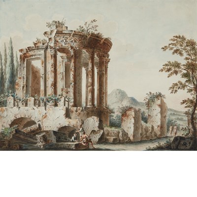 Lot 76 - Circle of Charles-Louis Clerisseau (i) View of...