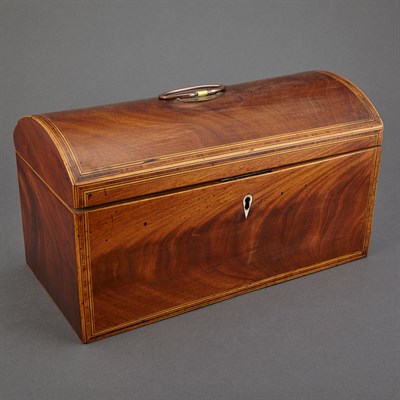 Lot 249 - George III Inlaid Mahogany Tea Caddy Height 6...