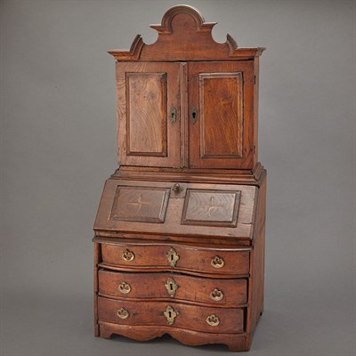 Lot 387 - Inlaid Oak Miniature Secretary Desk Height 26...