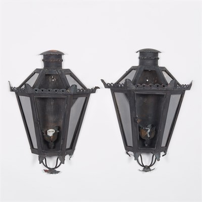 Lot 416 - Pair of Georgian Style Black Painted Metal...