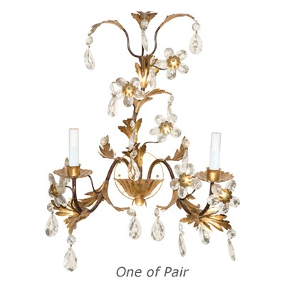 Lot 141 - Pair of Gilt-Metal and Glass Three-Light...