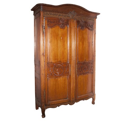 Lot 227 - Louis XV Oak Armoire Height 8 feet, width 56...