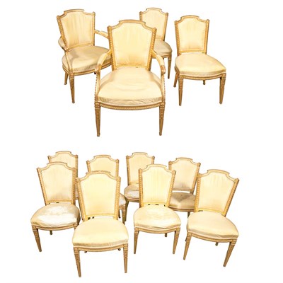 Lot 340 - Set of Twelve Swedish Neoclassical Giltwood...