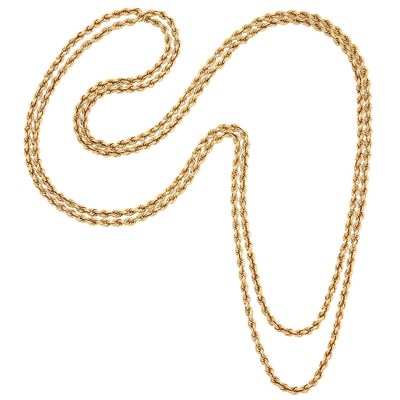 Lot 1092 - Long Gold Rope Chain Necklace