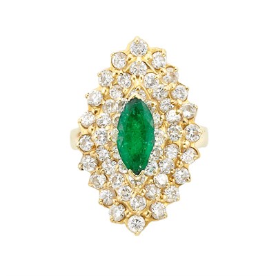 Lot 1026 - Gold, Emerald and Diamond Ring