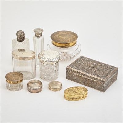 Lot 408 - Group of Silver Mounted Glass Vanity Articles...