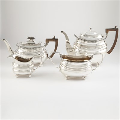 Lot 279 - Assembled George III Silver Tea Service...