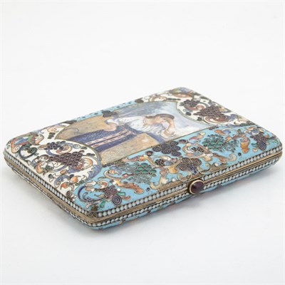 Lot 405 - Russian Silver and Enamel Cigarette Case 20th...