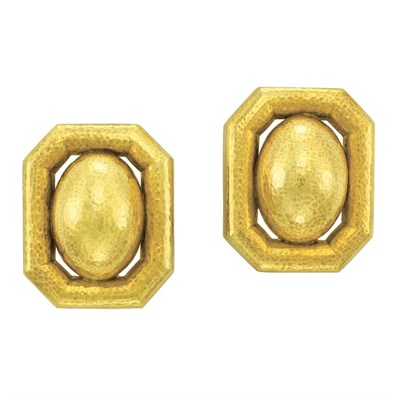 Lot 189 - Pair of Hammered Gold Earrings, David Webb