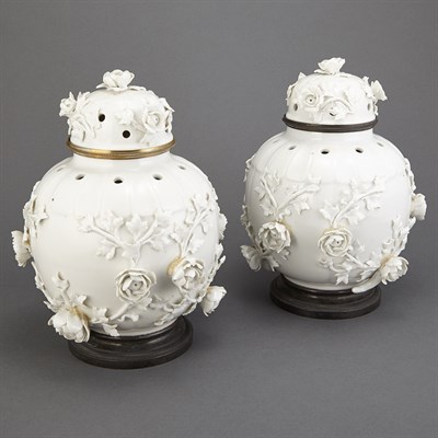 Lot 318 - Pair of Continental White Glazed Porcelain...