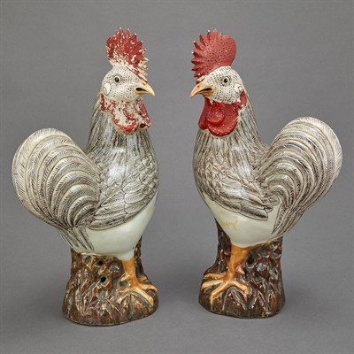 Lot 409 - Pair of Chinese Export Porcelain Figures of...