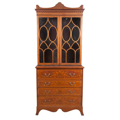 Lot 247 - George III Style Inlaid Mahogany Secretary...