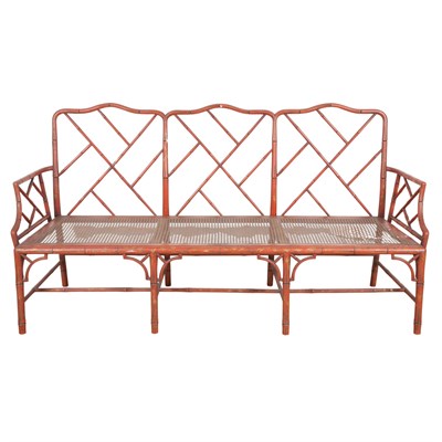 Lot 246 - Red Painted Faux Bamboo Five-Piece Parlor Set...