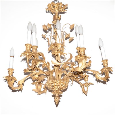 Lot 451 - Rococo Style Gilt-Metal Twelve-Light...