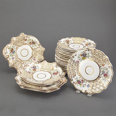 Lot 268 - Porcelain Floral Decorated Part Dessert...