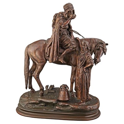 Lot 609 - French Bronze Equestrian Group of an Arab...