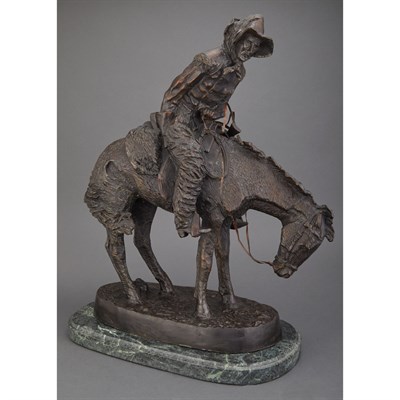 Lot 198 - Western Themed Bronze of Equestrian Figure...