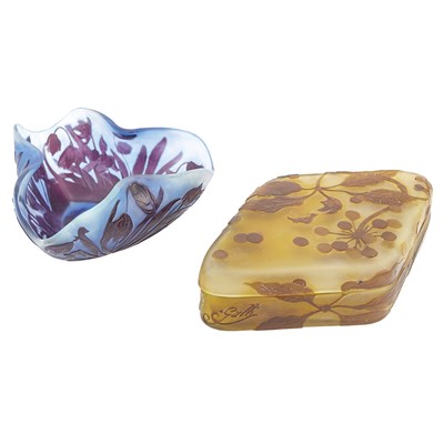 Lot 562 - Two Galle Acid Etched Cameo Glass Articles...
