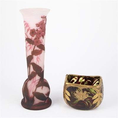 Lot 565 - Two French Acid Etched Cameo Glass Vases Early...