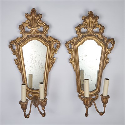 Lot 246 - Pair of Northern European Giltwood Two-Light...