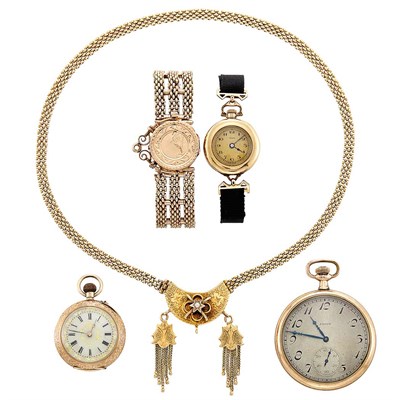 Lot 1465 - Group of Gold and Low Karat Gold Jewelry and Watches