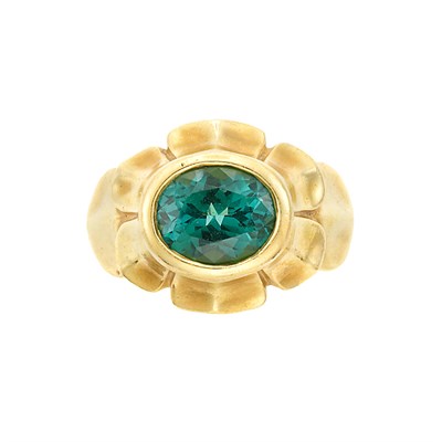 Lot 1039 - Gold and Tourmaline Ring