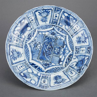Lot 418 - Chinese Blue and White Glazed Kraak Style...