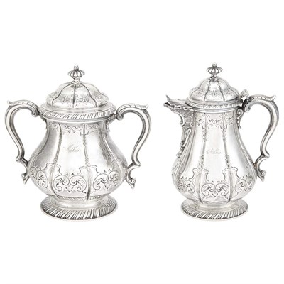 Lot 225 - American Coin Silver Hot Milk Jug and Covered...