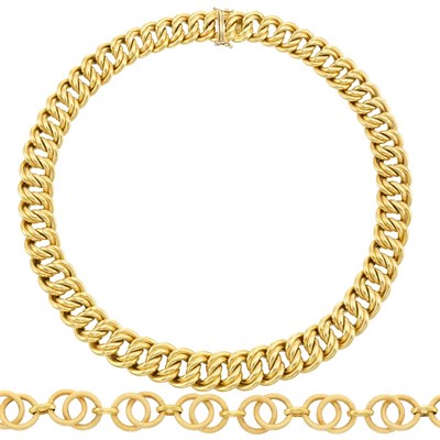 Lot 1308 - Gold Link Necklace and Bracelet