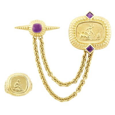 Lot 67 - Group of Gold and Amethyst Jewelry