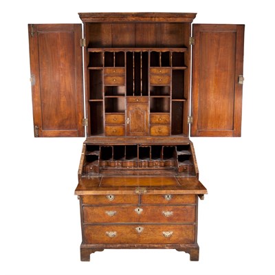 Lot 390 - George II Style Inlaid Walnut Bureau Cabinet...