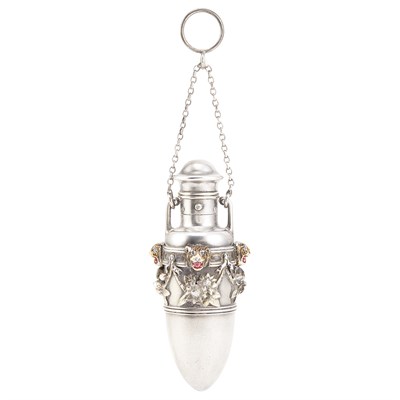 Lot 338 - Tiffany & Co. Sterling Silver and Enamel Scent Flask and Vinaigrette